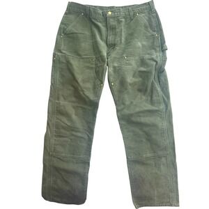 Carhartt Helmets to Hardhats  Green Double Knee  Pants Made In USA Size 38x32